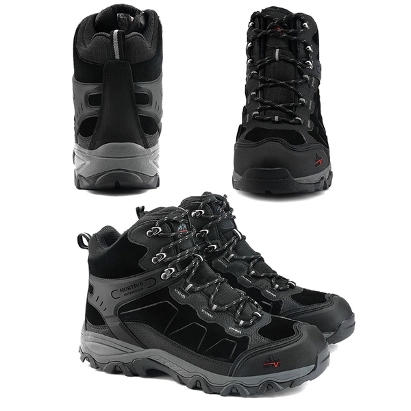 Men's Cap-Toe Suede Waterproof Hiking Boots - BLACK - 5