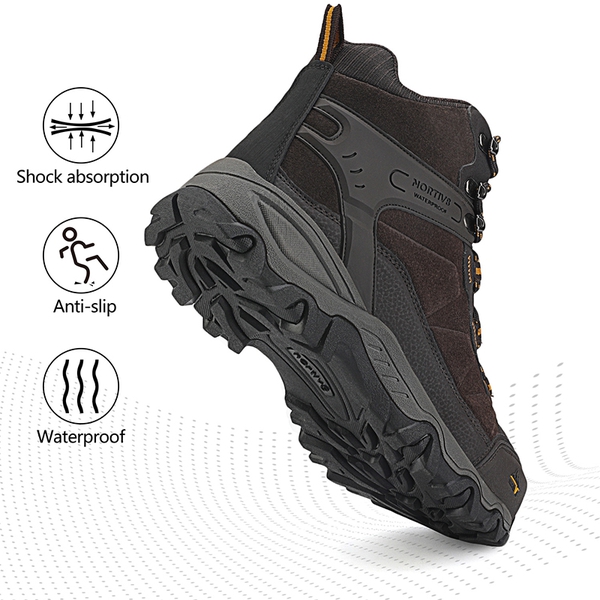Men's Cap-Toe Suede Waterproof Hiking Boots - BROWN - 1
