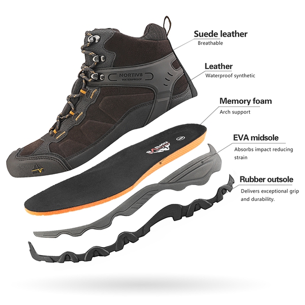 Men's Cap-Toe Suede Waterproof Hiking Boots - BROWN - 3