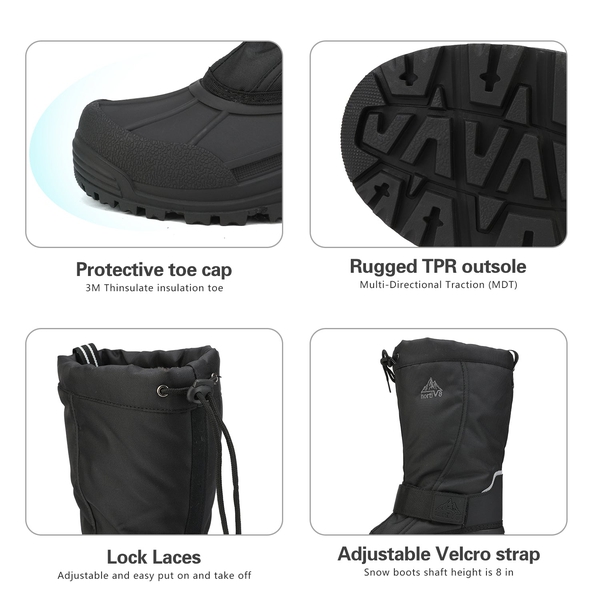 Men's Slip-On Tall Insulated Snow Boots - BLACK - 2