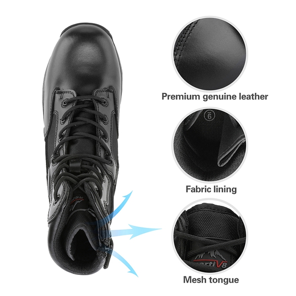 Men's Cap-Toe Tactical Research Work Boots - BLACK - 3