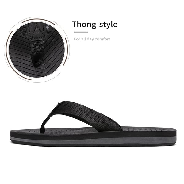 Men's Slip-On Canvas Flip Flops - BLACK - 3