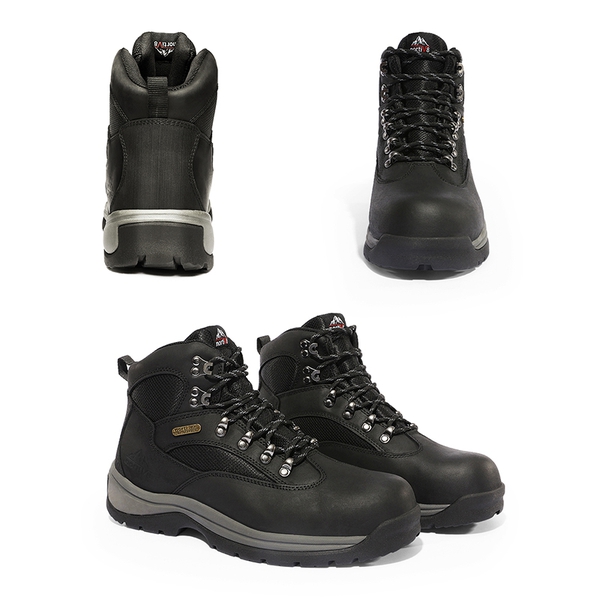 Men's Cap Toe Steel Toe Work Boots - BLACK - 5