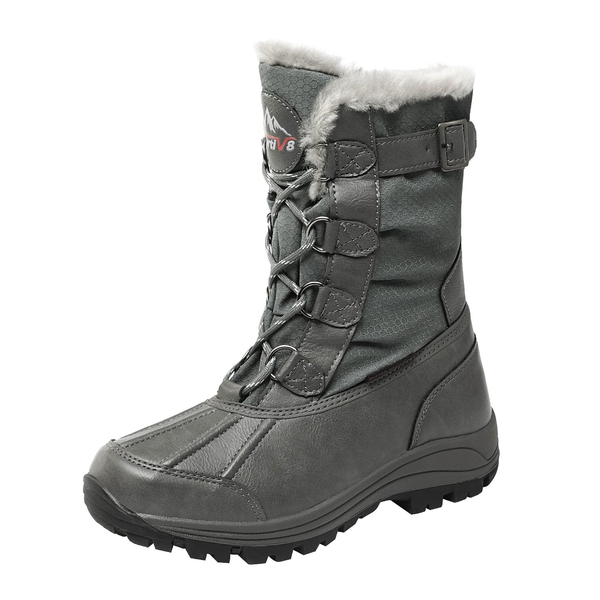 Women's Leather Waterproof Snow Boots - GREY -  0