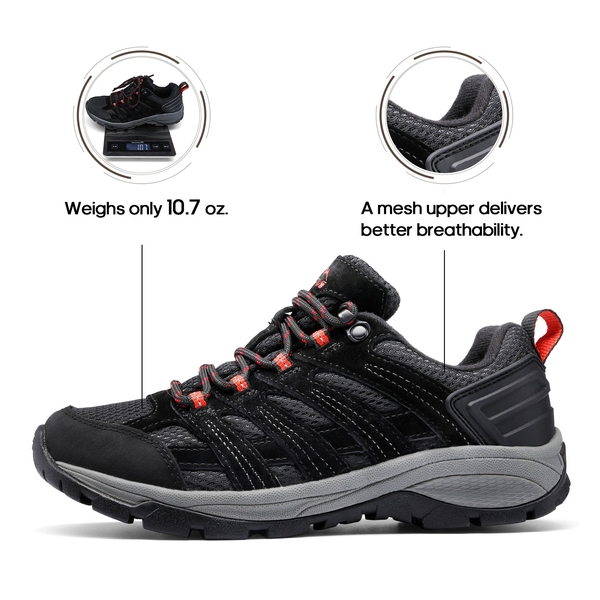 Women's Suede Mesh Hiking Shoes - BLACK - 2