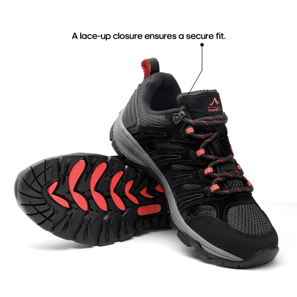 Women's Suede Mesh Hiking Shoes - BLACK - 3