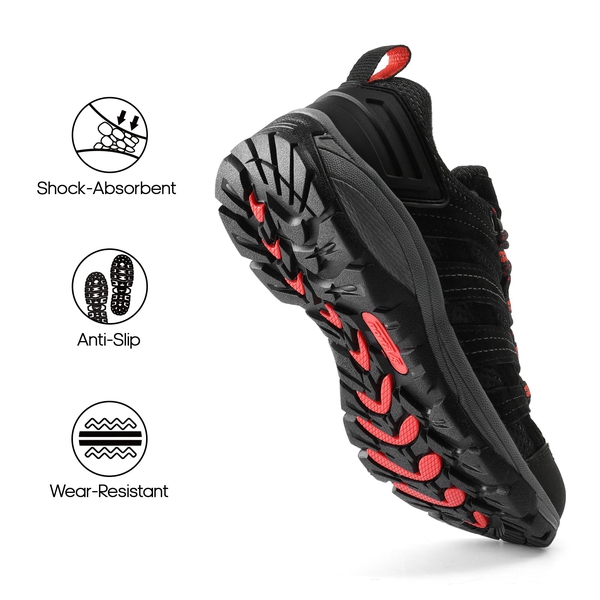 Women's Suede Mesh Hiking Shoes - BLACK - 5