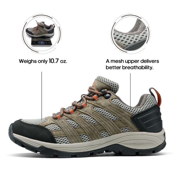 Women's Suede Mesh Hiking Shoes - KHAKI - 2