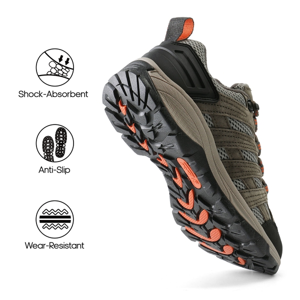 Women's Suede Mesh Hiking Shoes - KHAKI - 5