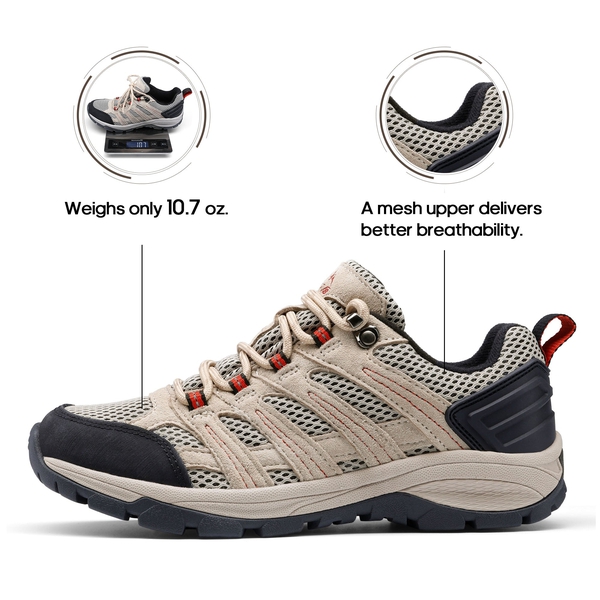 Women's Suede Mesh Hiking Shoes - SAND - 2