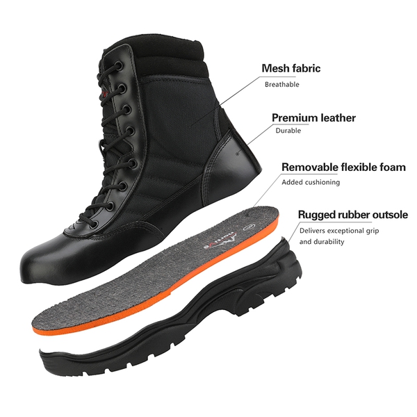 Men's Comfortable Military Tactical Boots - BLACK - 3
